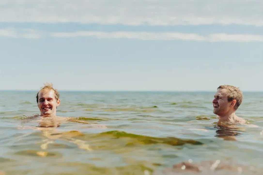 Image of Wes and Julien in the sauna